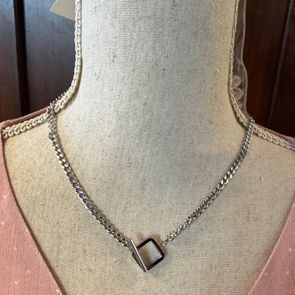 Silver Necklace with Geometric Pendant